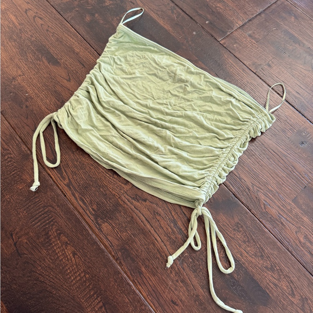Big Water Blue Sky Ruched Sage Green Crop Tube Top Size L
